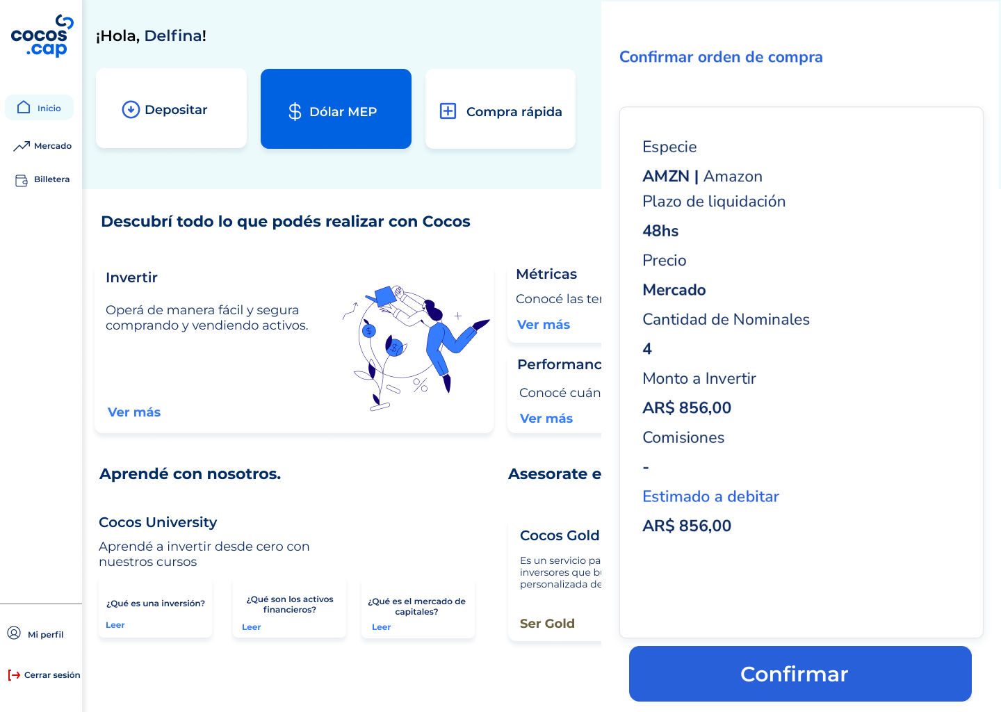 Inicio rediseñado — Desktop · Cocos Capital